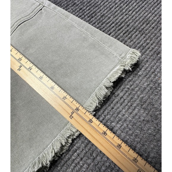 Tommy Bahama Skirt Womens 6 Green Denim Utility A-Line Fringe Hem Mini Stretch - Picture 2 of 7